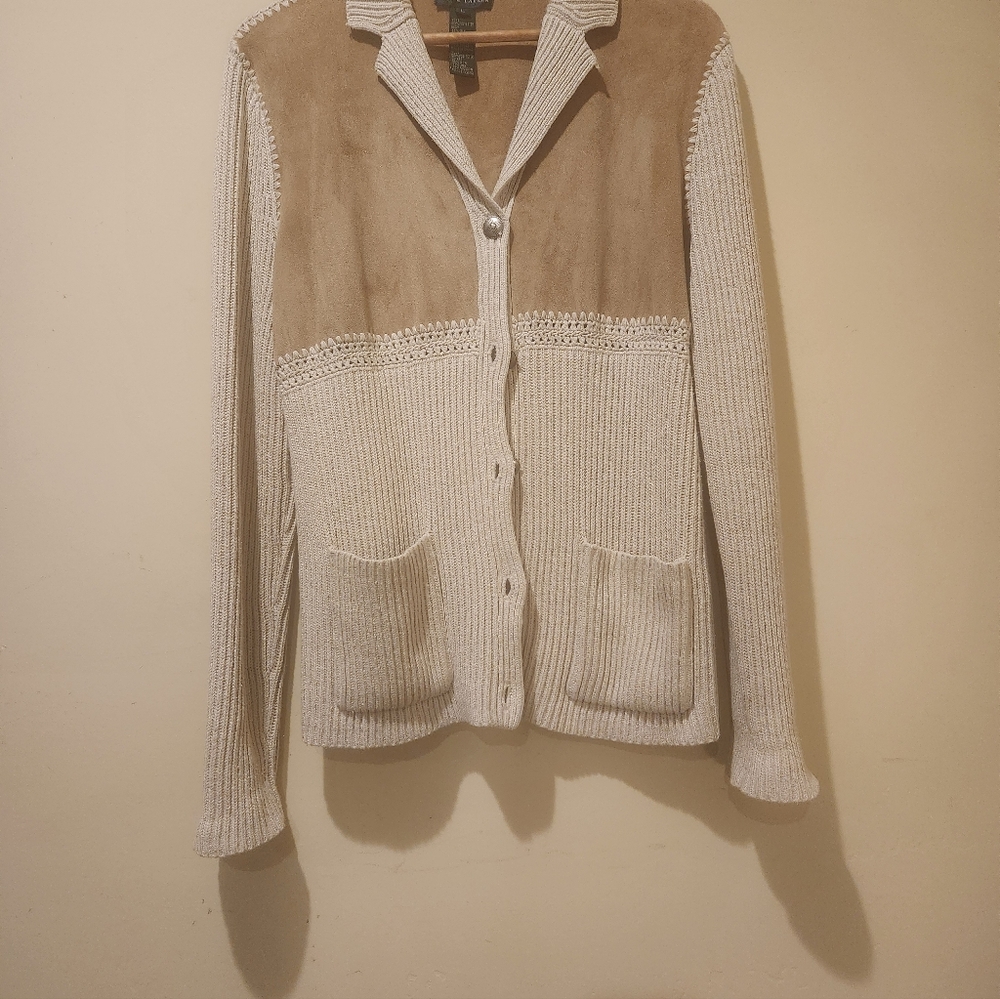 Ralph Lauren Beige and Cream Knit Cardigan